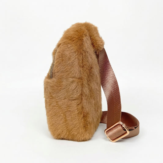 Borsa a tracolla in pelliccia sintetica - zaino mini faux