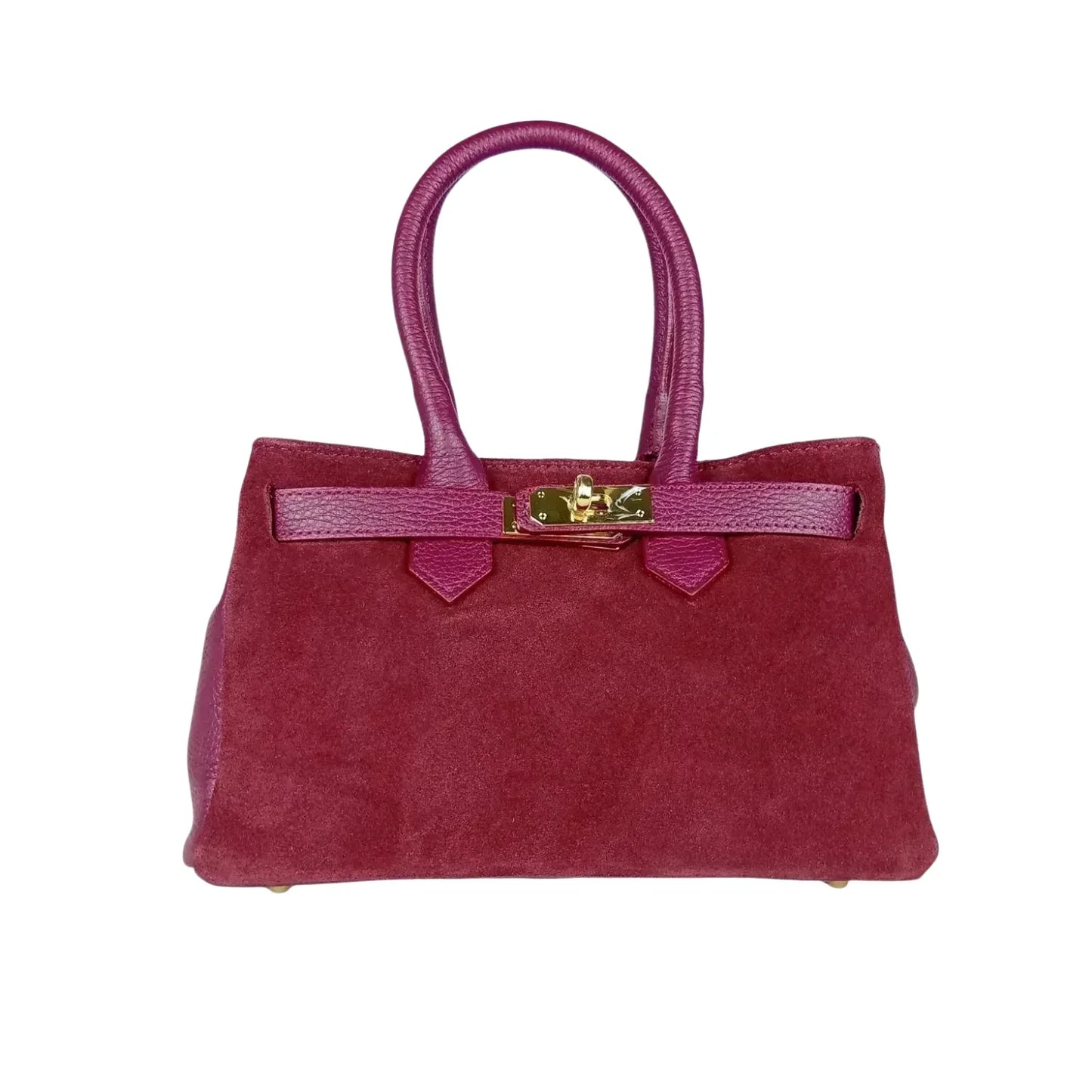 Borsa a Mano in Pelle Scamosciata Bordeaux The Velinara - borsa suede magenta