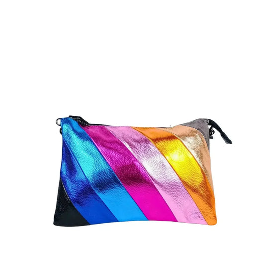 Borsa a Tracolla in Pelle Arcobaleno Metallizzata - borsa tracolla vivace
