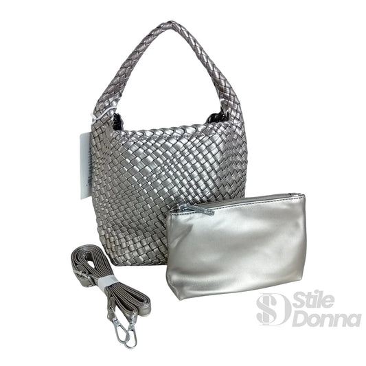 Borsa da donna online intrecciata argento - borsa