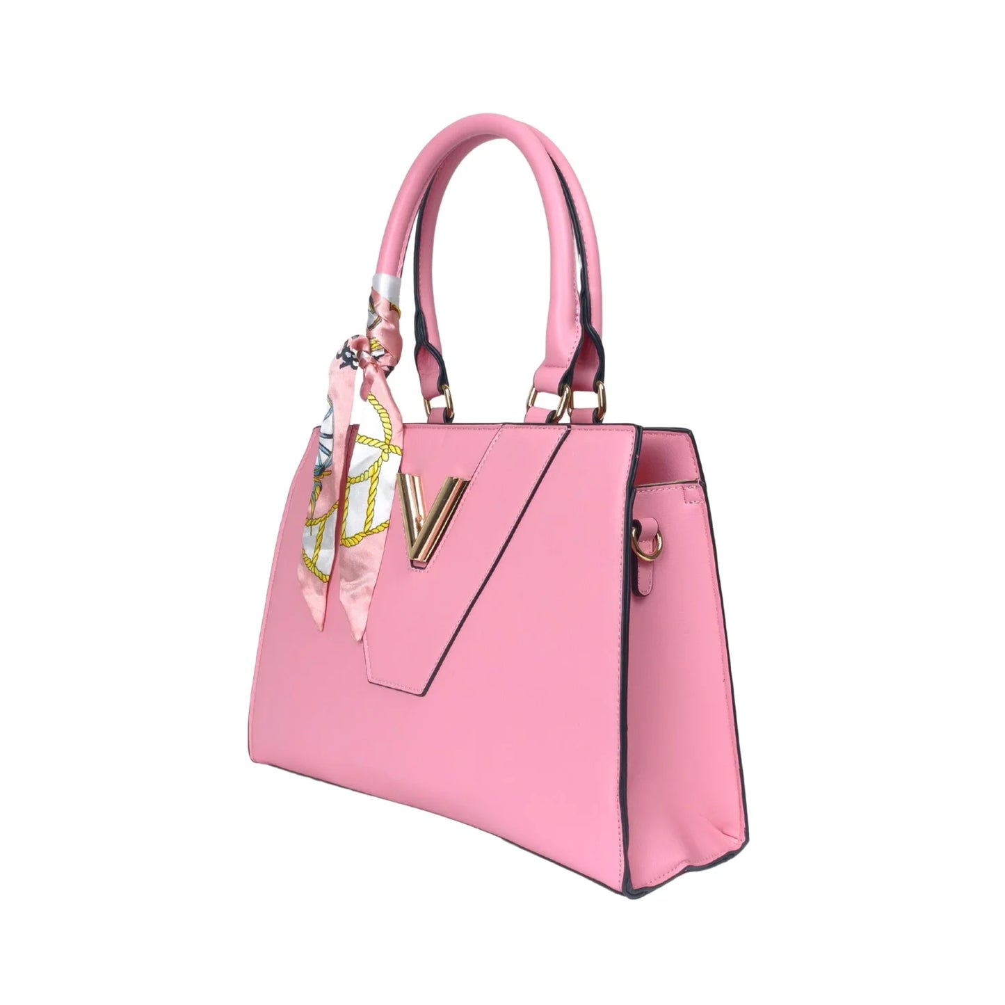 Borsa Tote Blush Luxe Top Handle in Pelle con Sciarpa - borsa rosa logo