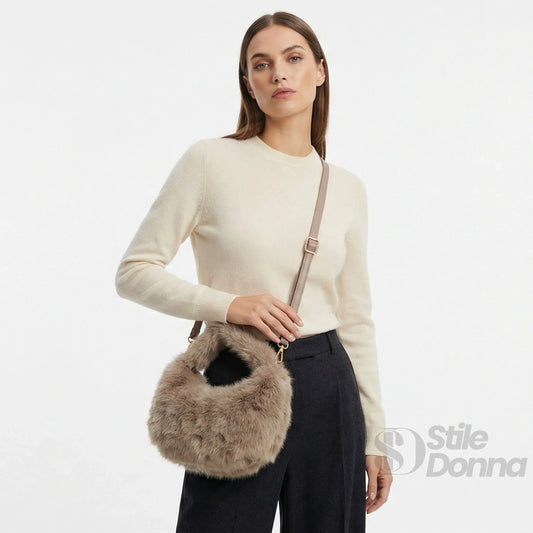 Mini hobo in pelliccia sintetica - borsa finta