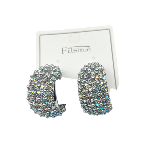 Orecchini a Cerchio Argentati con Cristalli per Everyday Style - orecchini cerchio d’argento