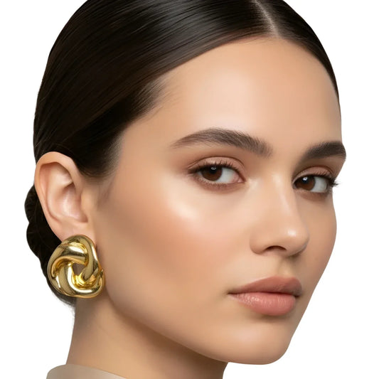 Orecchini a Perno Chunky Knot in Acciaio Inossidabile - orecchino perno forma