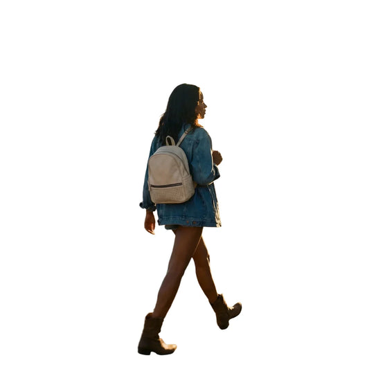 Zaino in Pelle Beige Intrecciata Silva Design - zaino intrecciato beige