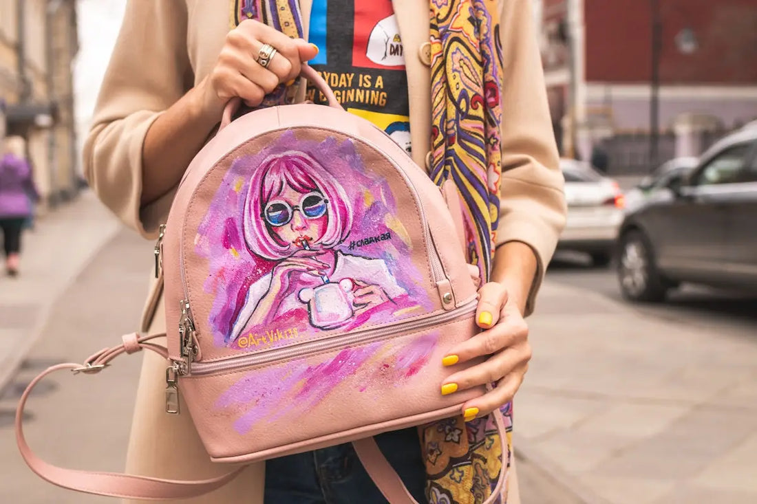 Zaino rosa mini con ragazza rosa occhiali e mug, come buona borsa pelle grigia MS-7112 Kata