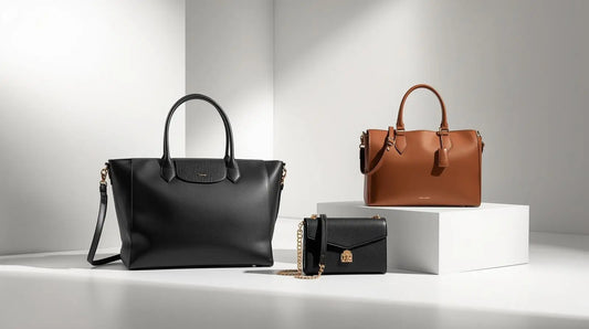 Black leather tote from Stile Donna Bags with top handles and detachable strap