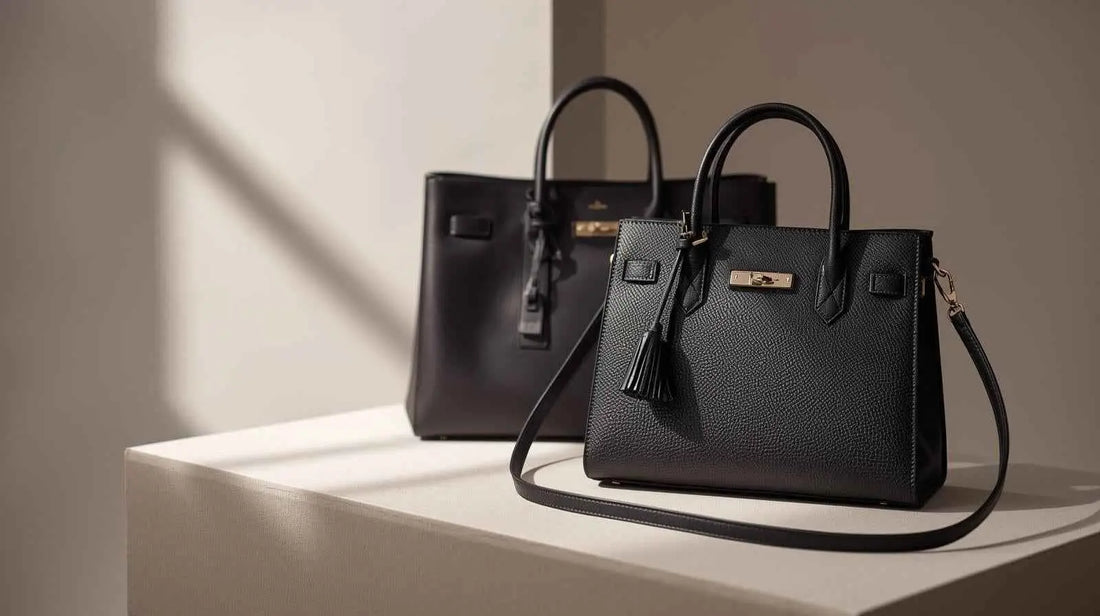 Borsa da donna Stile Donna in pelle nera con hardware dorato e nappa