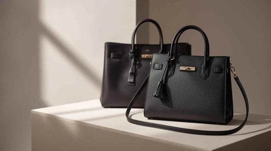 Elegant black leather borse da donna from Stile Donna Bags with gold hardware and tassel.