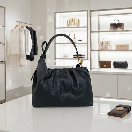 Black textured leather hobo bag from Stile Donna Bags new arrivals