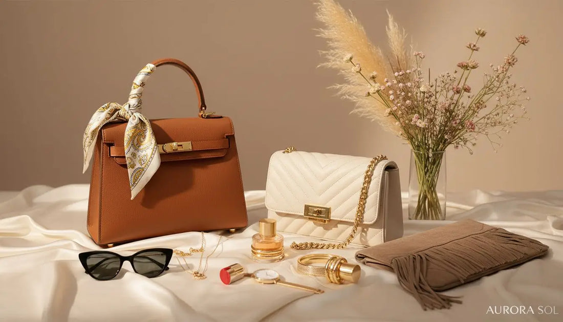 Borsa spalla in suede boho con frange, tan con sciarpa a motivi sull’impugnatura