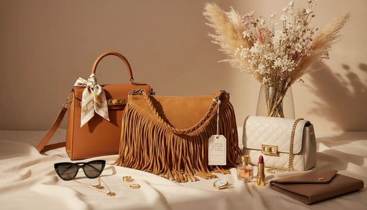 Stylish Boho Fringe Suede Shoulder Bag - Tan Brown