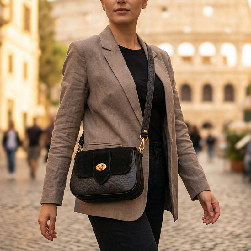 Borsa a tracolla in pelle quilted marrone, crossbody bag in pelle