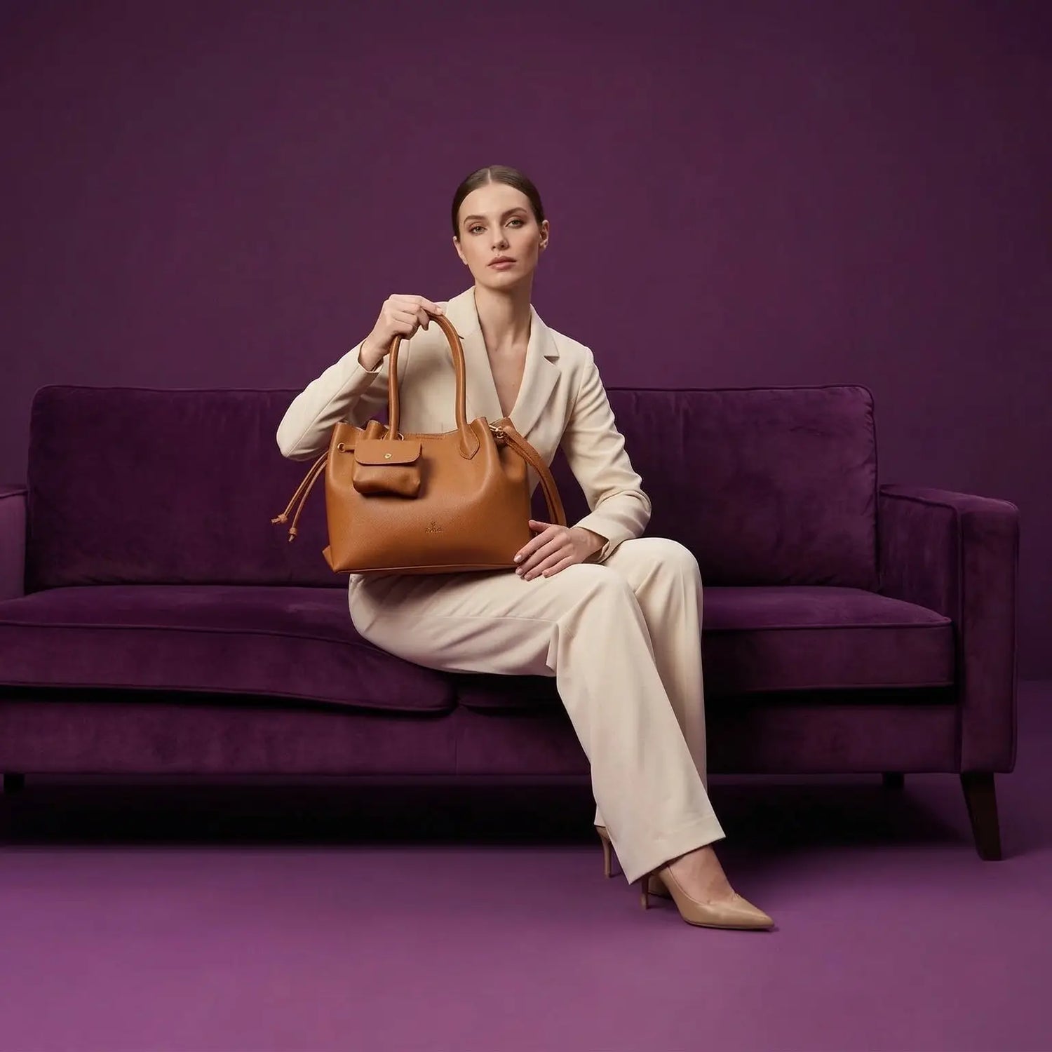 Borsa Enrico Coveri con motivo b/n e logo ovale argento