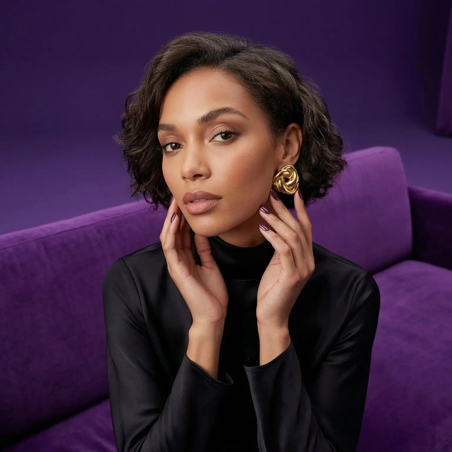 Orecchini a cerchio donna stile donna beaded oro con nodo twist Gioielli da donna