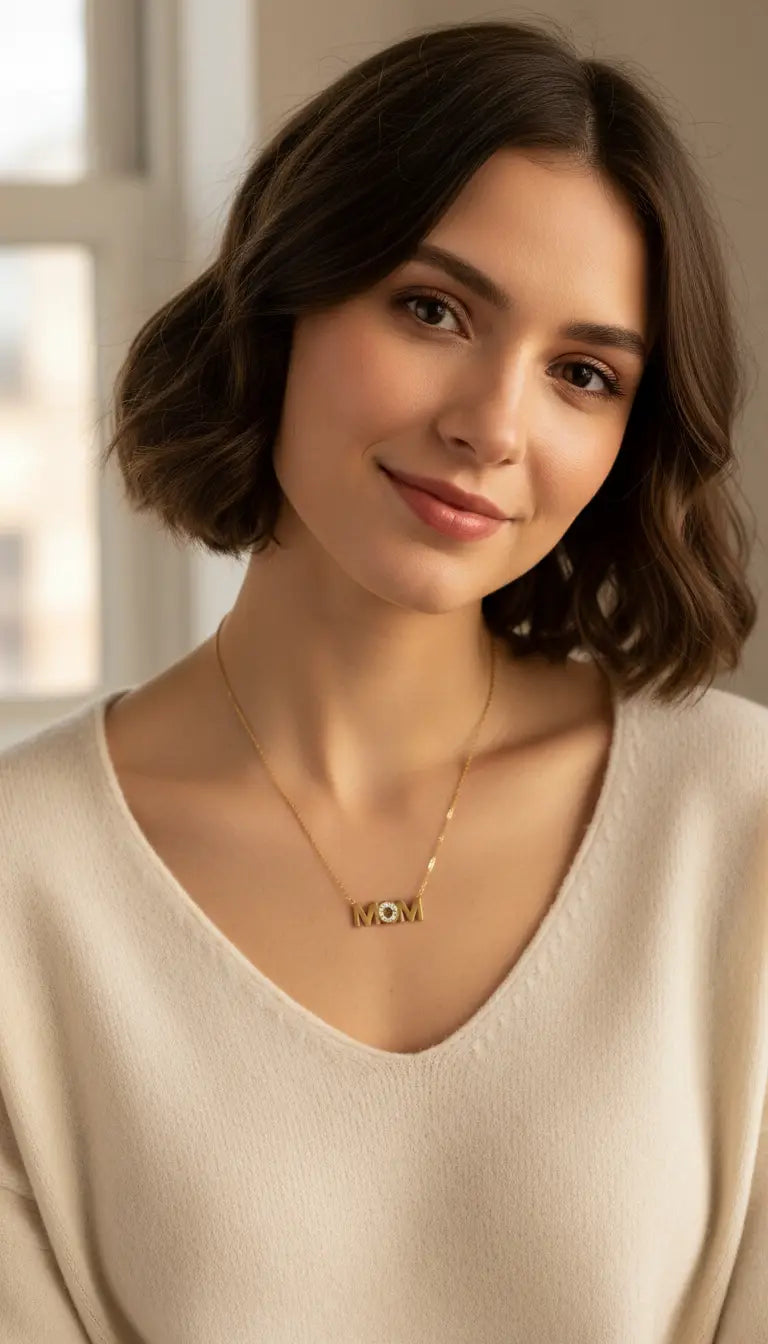 Collana mamma oro con catena delicata e lettere incise