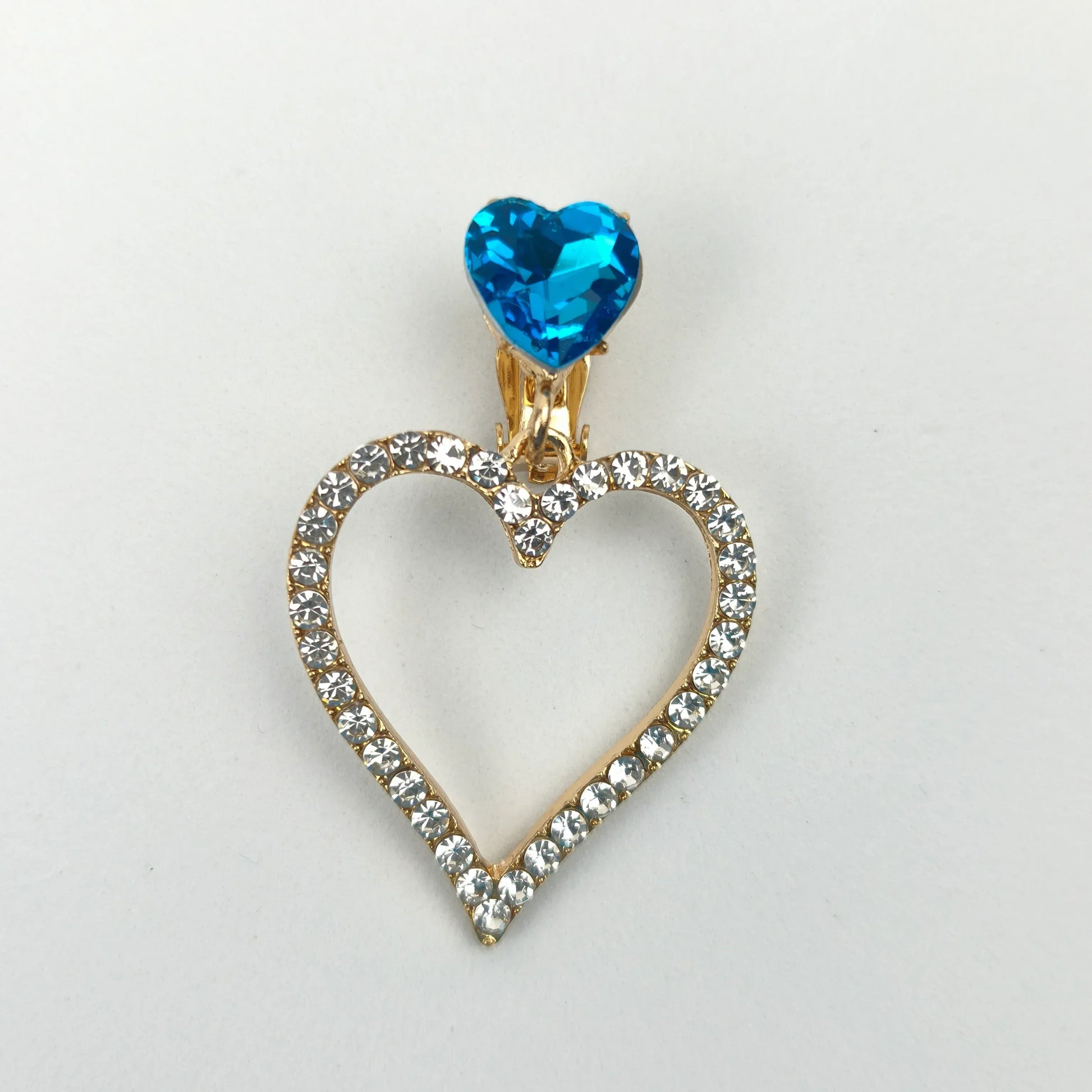 Blue Crystal Heart Drop Earrings - Stile Donna Bags