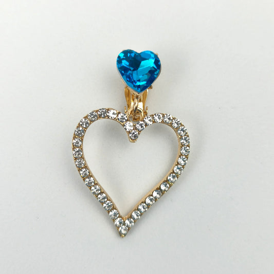 Blue Crystal Heart Drop Earrings - Stile Donna Bags