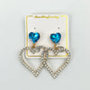 Blue Crystal Heart Drop Earrings - Stile Donna Bags