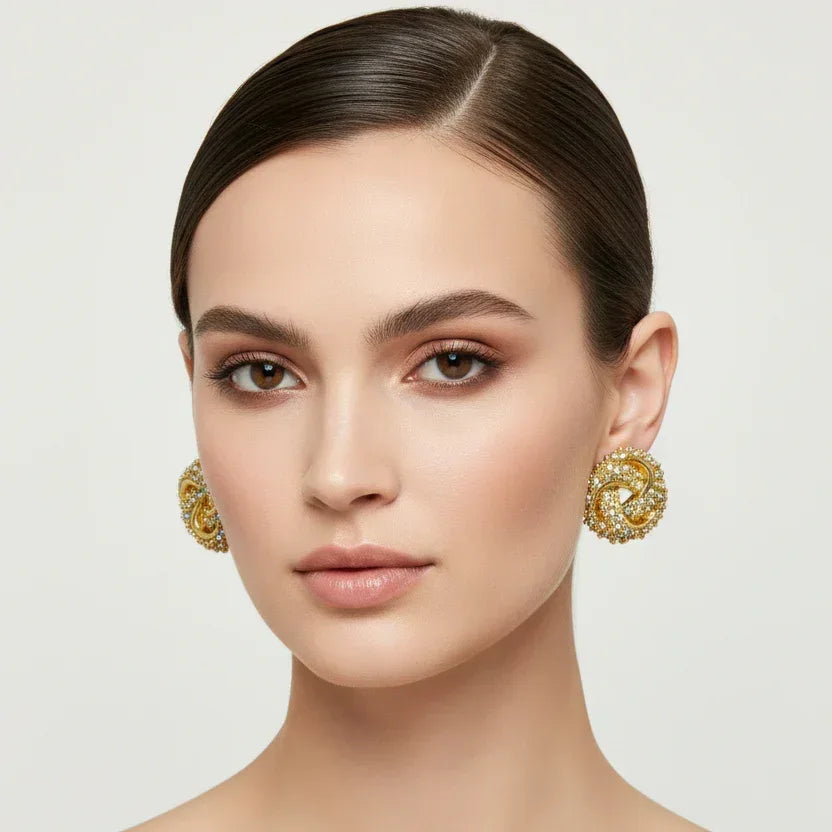 Vintage gold-tone abstract brooch earrings - Stile Donna Bags