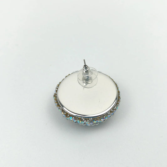 Silver Rhinestone Dome Stud Earrings – Sparkly Statement Jewelry - Stile Donna Bags