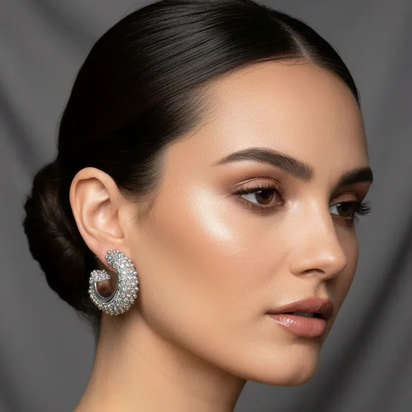 Silver-tone c-hoop earrings - Stile Donna Bags