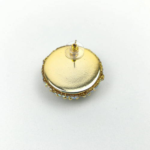 Gold Rhinestone Dome Stud Earrings – Sparkly Statement Jewelry - Stile Donna Bags