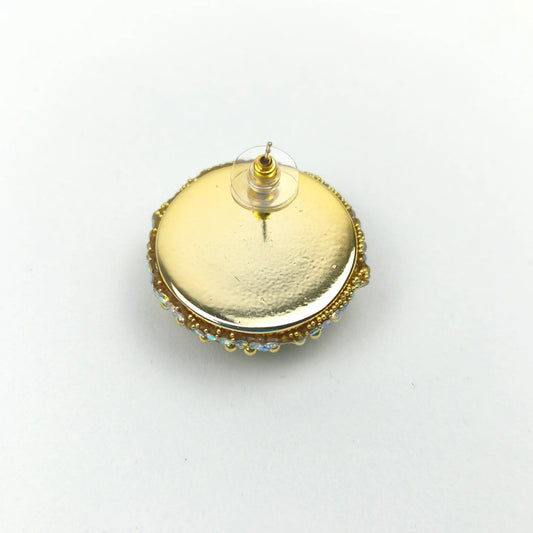 Gold Rhinestone Dome Stud Earrings – Sparkly Statement Jewelry - Stile Donna Bags