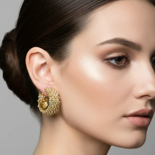 Gold-tone beaded hoop earrings - Stile Donna Bags
