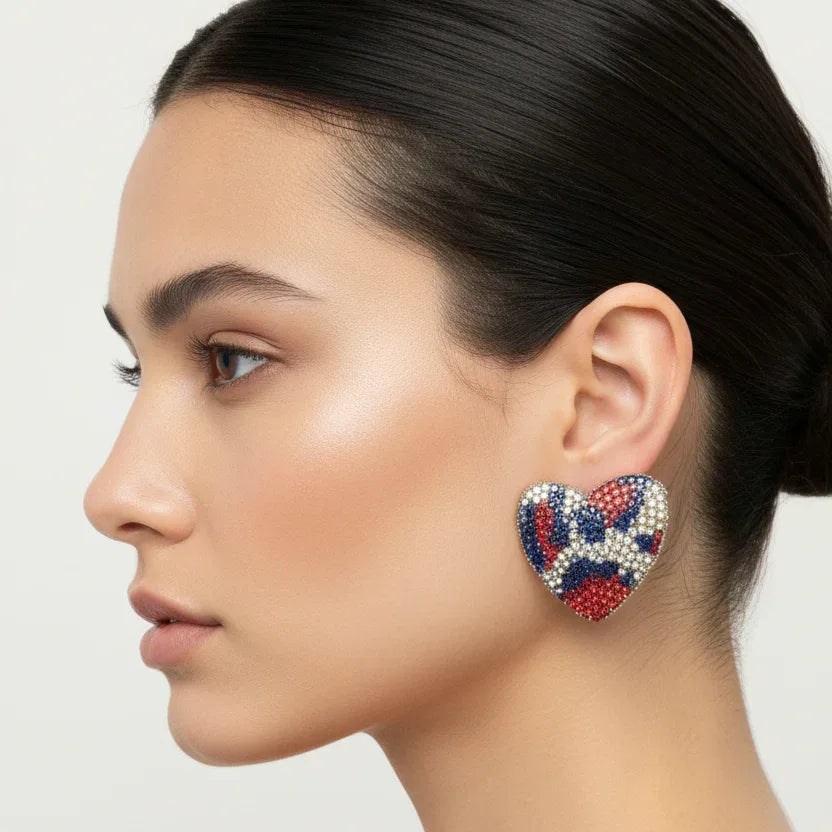 Crystal Pattern heart earrings - gold-tone - Stile Donna Bags