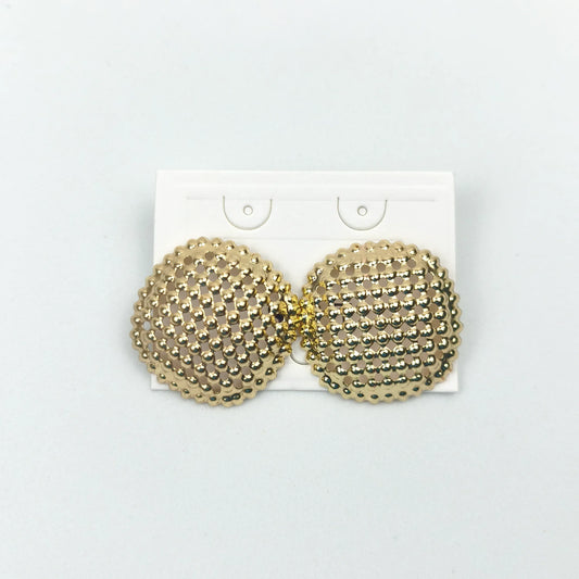 Gold-tone round textured stud earrings - Stile Donna Bags