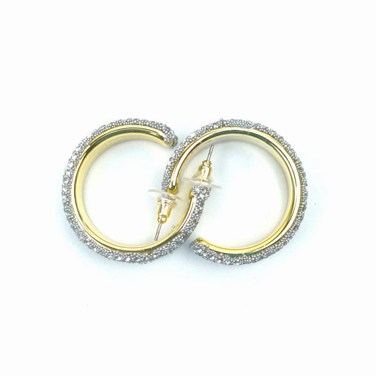 Gold-tone rhinestone hoop earrings - Stile Donna Bags