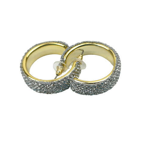 Gold-tone rhinestone hoop earrings - Stile Donna Bags