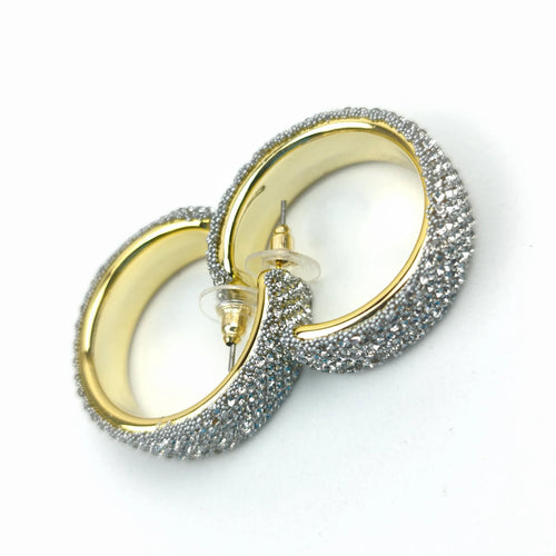 Gold-tone rhinestone hoop earrings - Stile Donna Bags