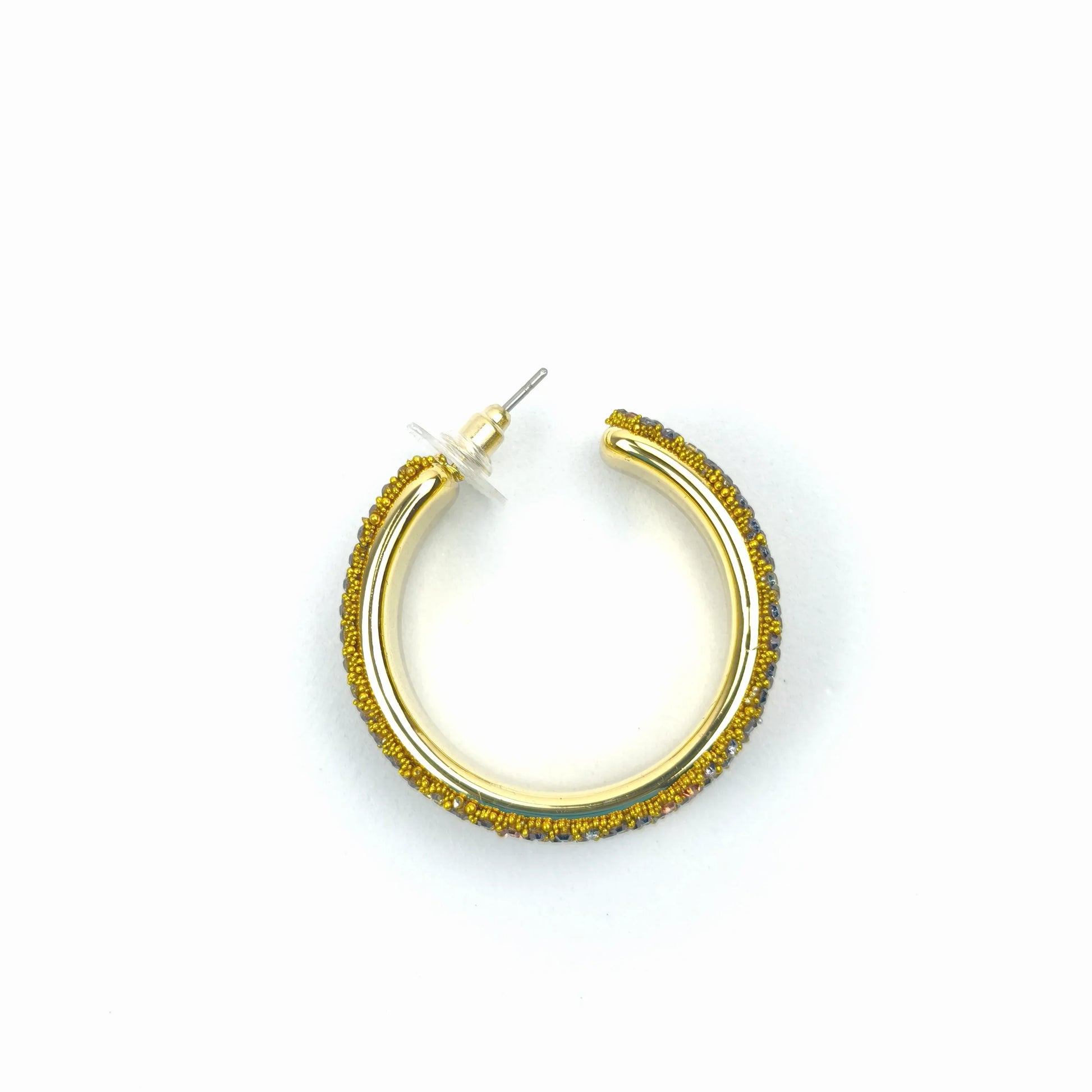 Gold-tone rhinestone hoop earrings - Multicolored crystals - Stile Donna Bags