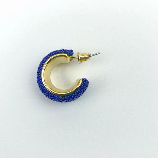 Thick Blue Pave Hoop Earrings with Gold Accent - Stile Donna Bags
