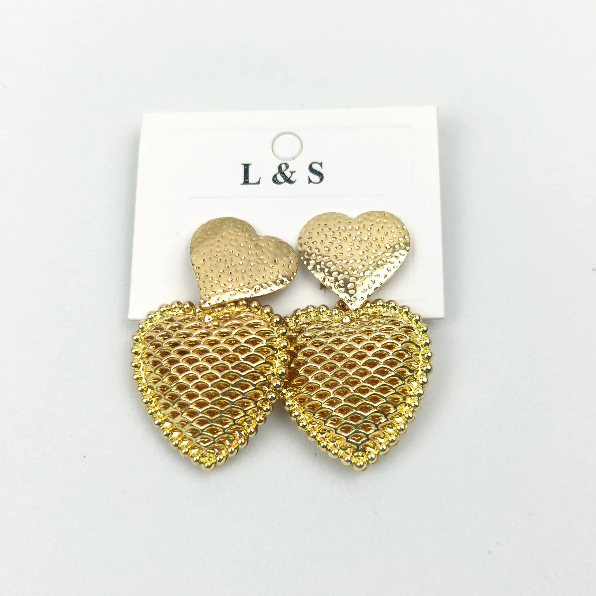 Double heart drop earrings - gold-tone - Stile Donna Bags