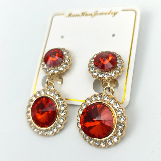 Round Drop earrings gold-tone crystals set - Stile Donna Bags