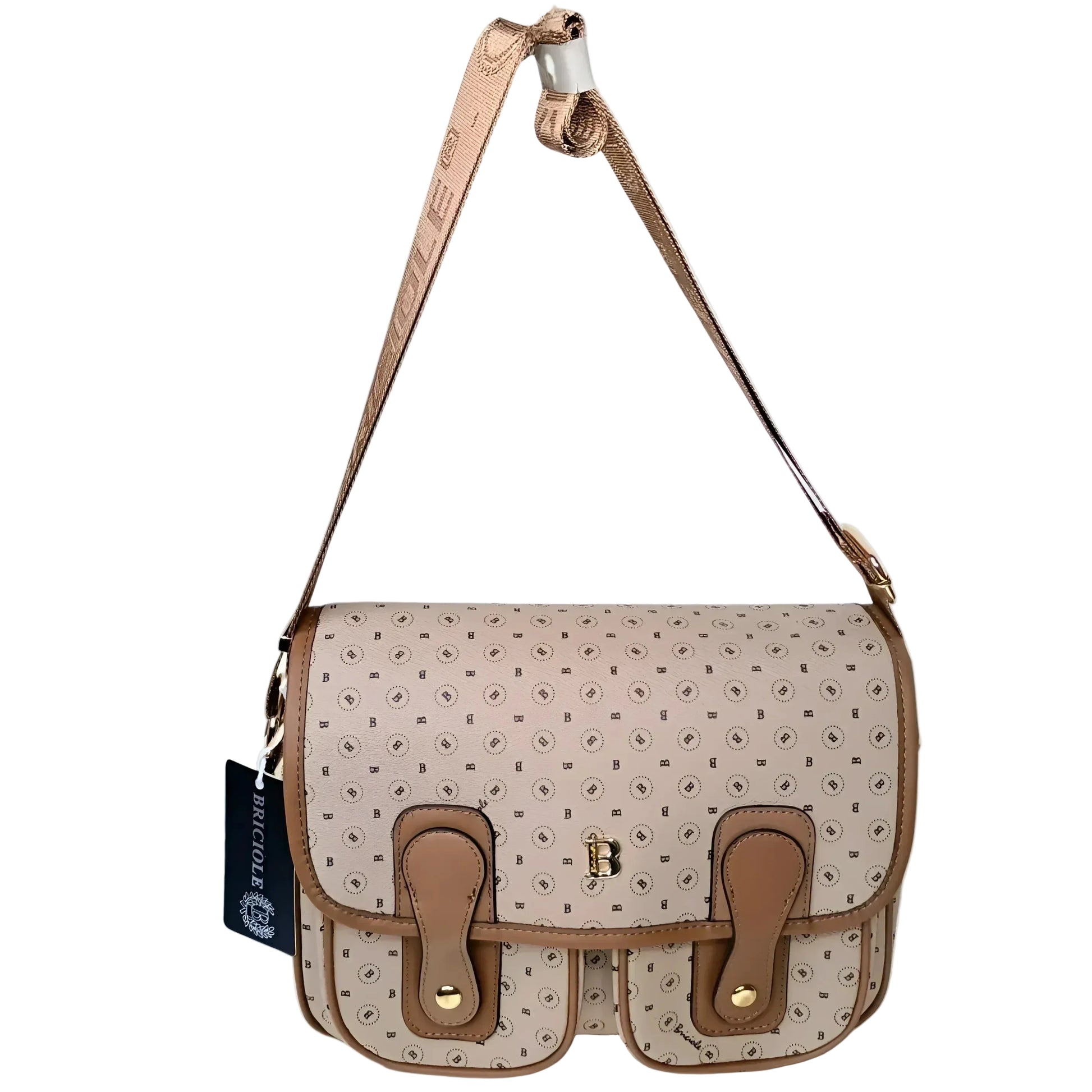 Beige leather Shoulder Bag MS-9056 - Stile Donna Bags