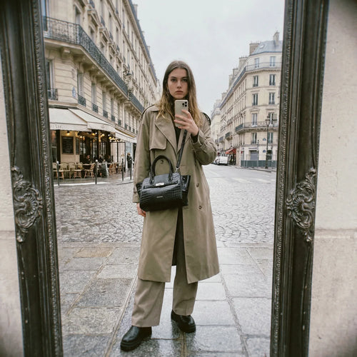 Black Crocodile Leather Handbag - MS-3643 - Stile Donna Bags