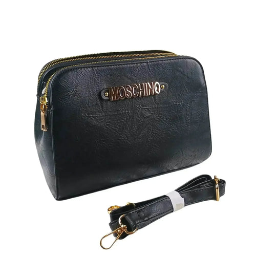 Black Faux Leather Shoulder Bag - MS-5918-Mos - Stile Donna Bags