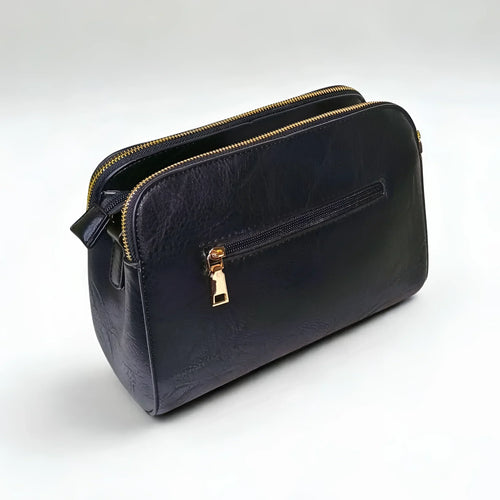 Black Faux Leather Shoulder Bag - MS-5918-Mos - Stile Donna Bags