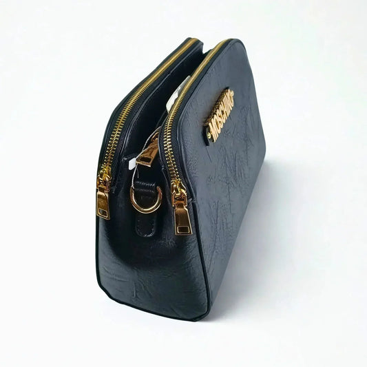 Black Faux Leather Shoulder Bag - MS-5918-Mos - Stile Donna Bags