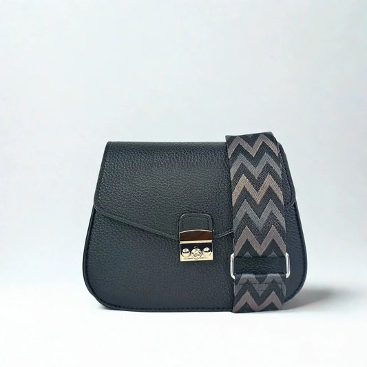 Black Leather Flap Bag - MS-9466 - Stile Donna Bags