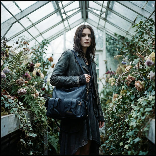 Black Leather Shopper Bag with Multiple Pockets for Women - Stile Donna Bags