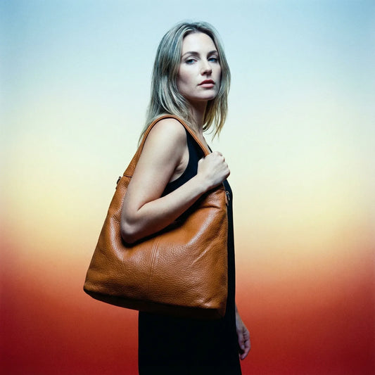 Brown Faux Leather Hobo Bag - MS-6813 - Stile Donna Bags