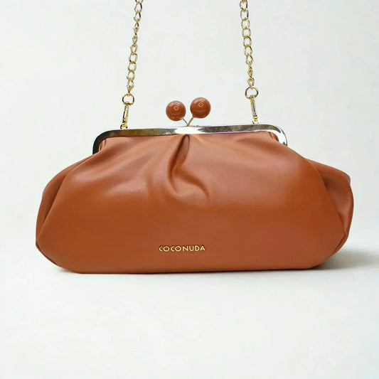 Brown Leather Clutch Bag - MS-4379 - Stile Donna Bags