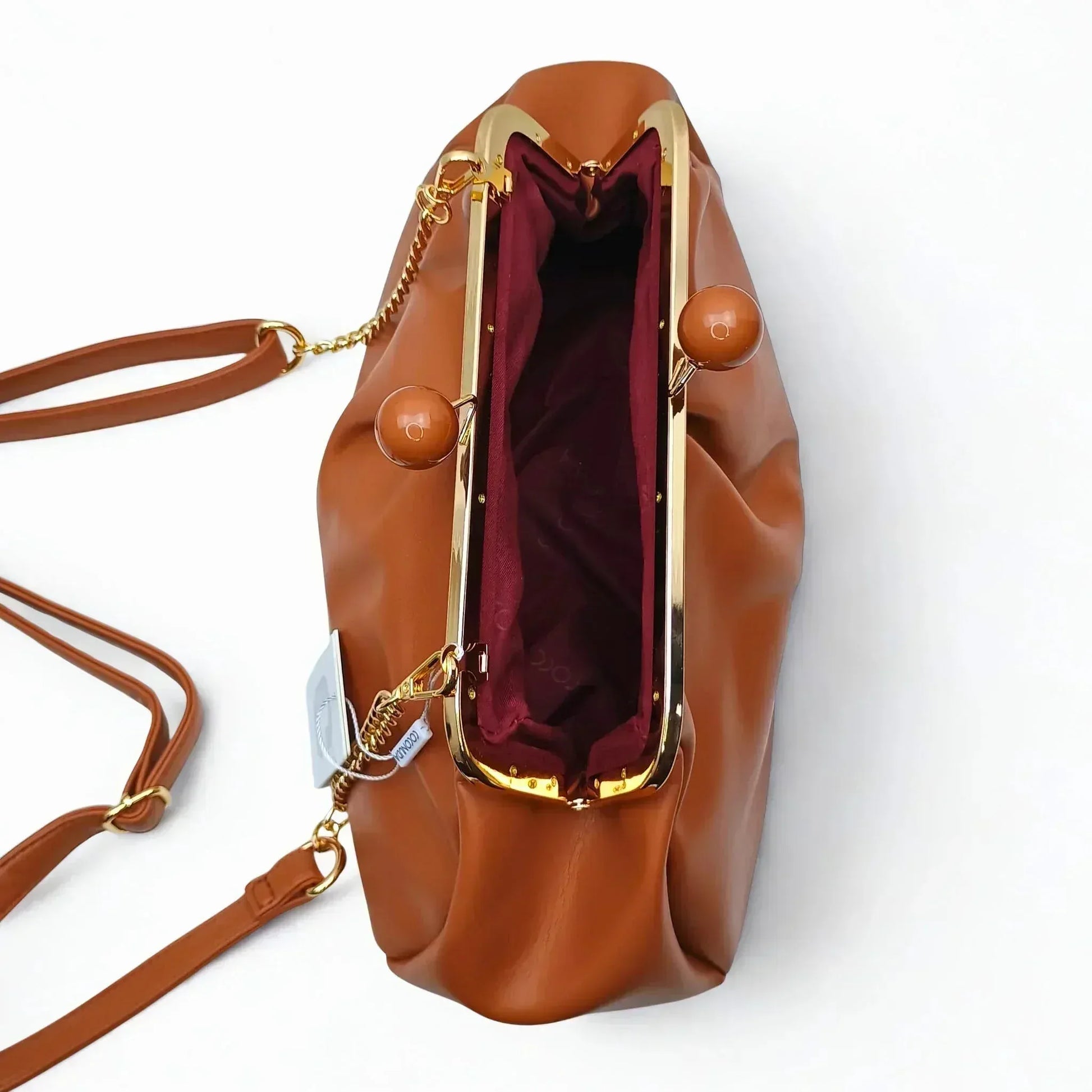 Brown Leather Clutch Bag - MS-4379 - Stile Donna Bags