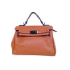 Brown Leather Handbag with removable strap - MS-8800 - Stile Donna Bags