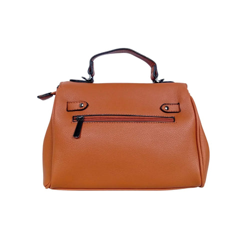 Brown Leather Handbag with removable strap - MS-8800 - Stile Donna Bags